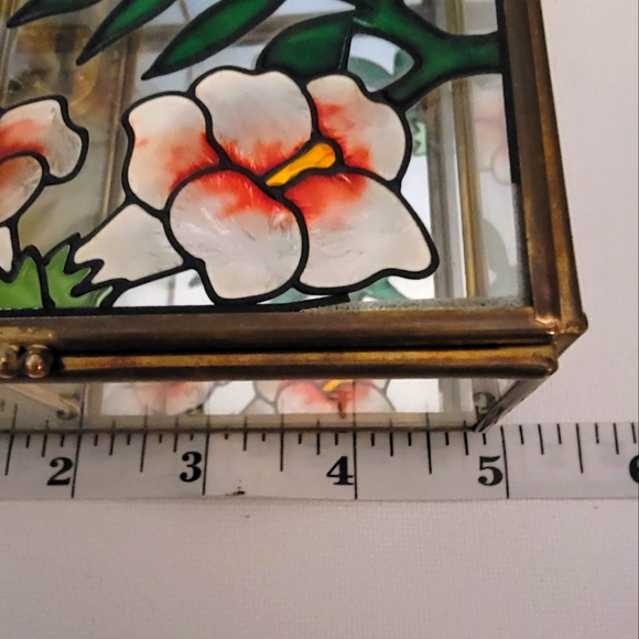 Vintage Stain Glass Inspired Hummingbird Glass Box That Plays My Favorite Things - Picture 2 of 8